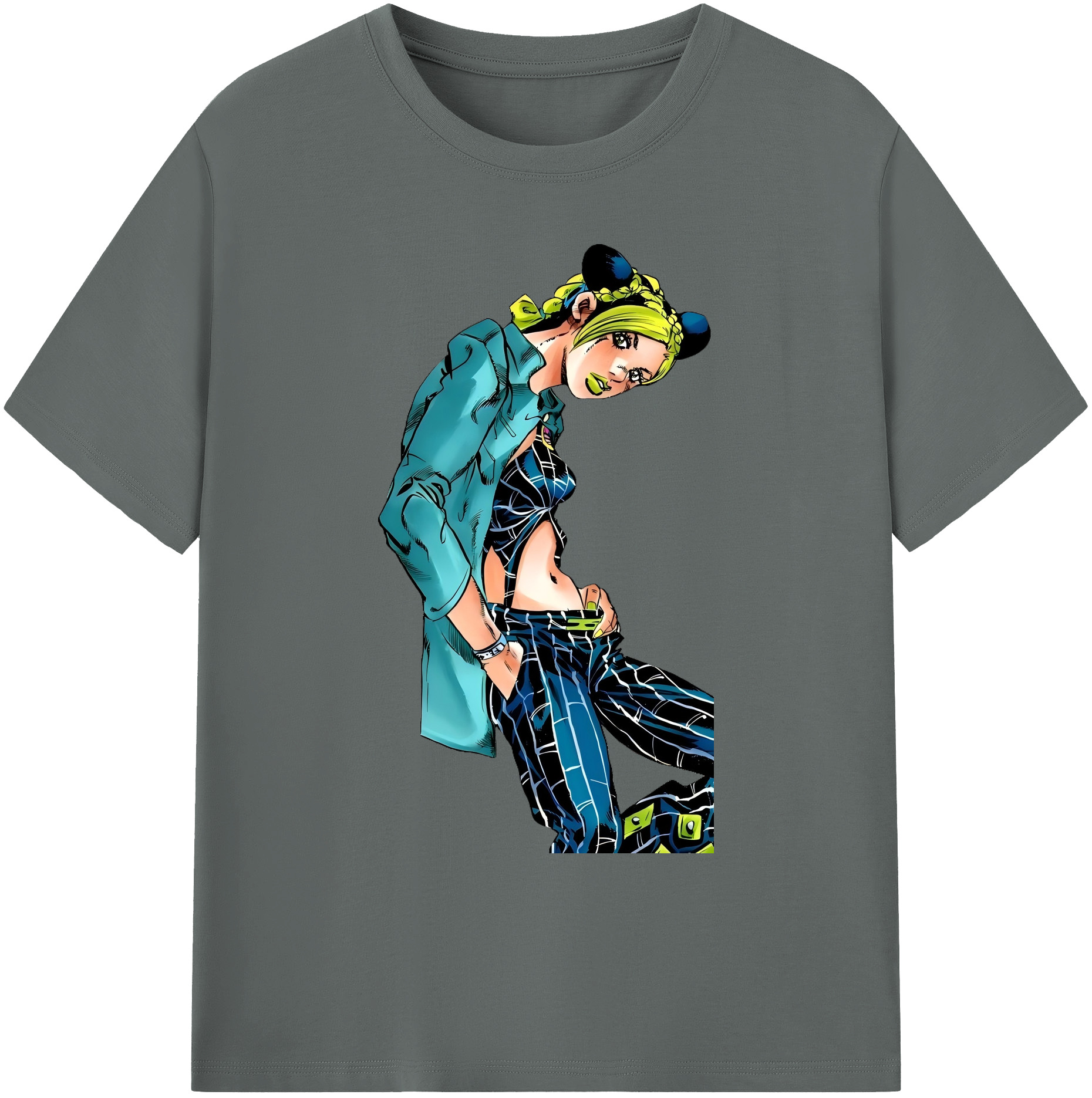 （画像用） "ジョジョの奇妙な冒険 くうじょう ジョリーン JoJo's Bizarre Adventure Jolyne Cujoh " 綿100％ メンズ半袖Tシャツ｜肌触りやわらか＆通気性